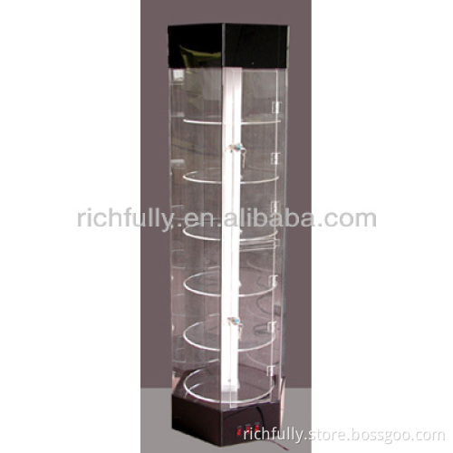 Round Glass Perfume display Cabinet with glass plate for exhibition